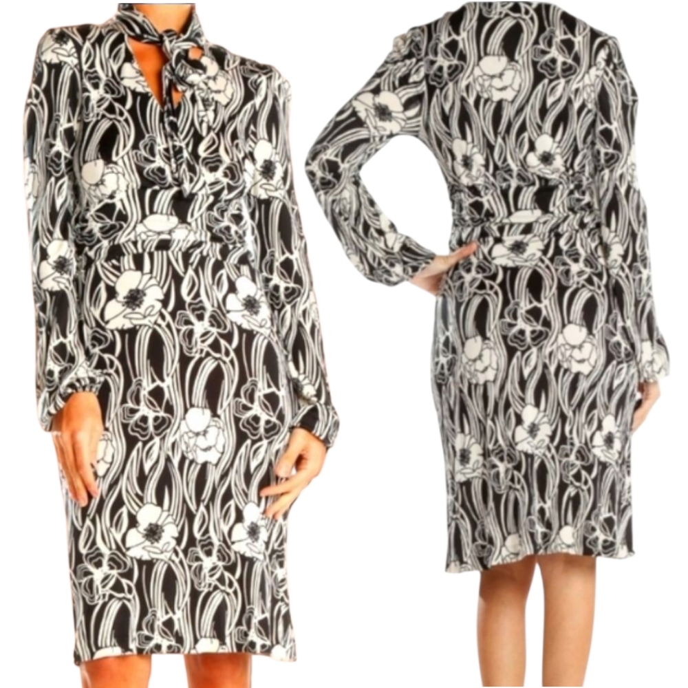 BANANA REPUBLIC Silk Poppy Print A-line Dress - Size XS - Picture 2 of 14
